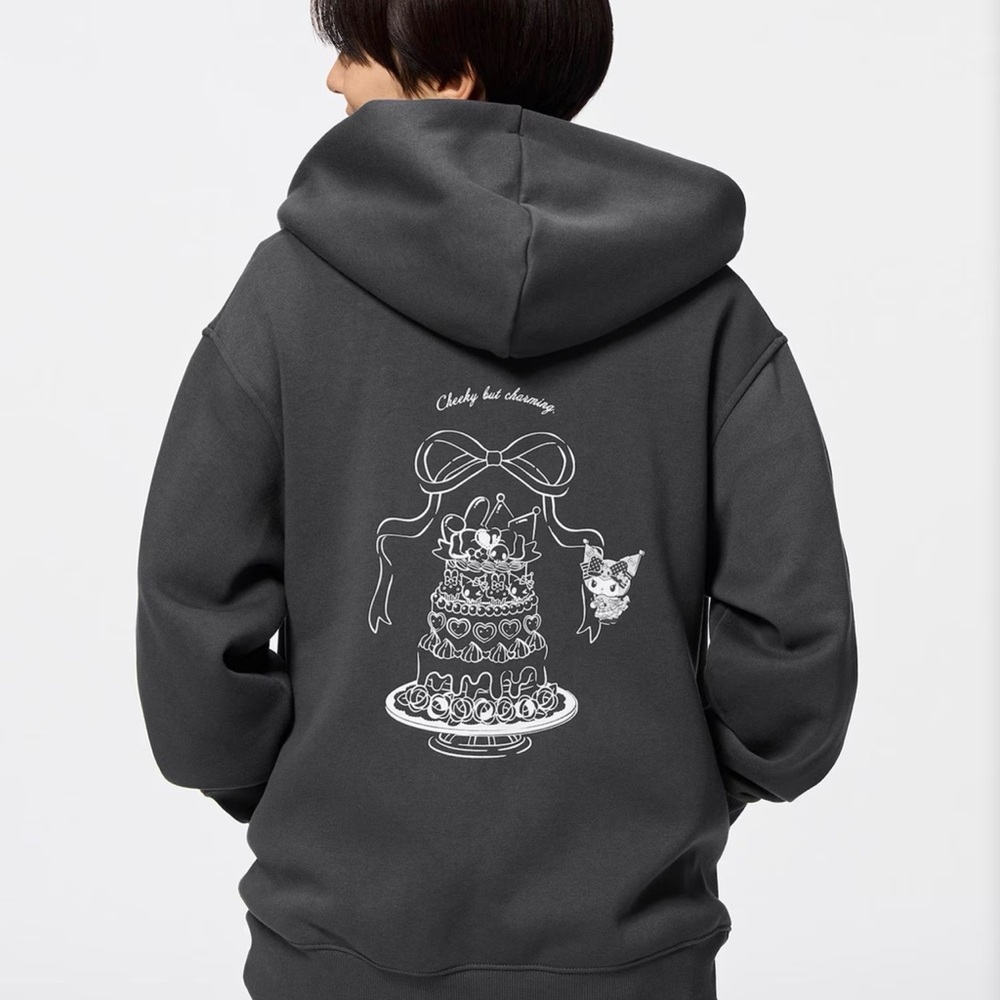 GU UNIQLO KUROMI Sweat Oversized Full-Zip Hoodie | Sanrio characters BRAND NEW